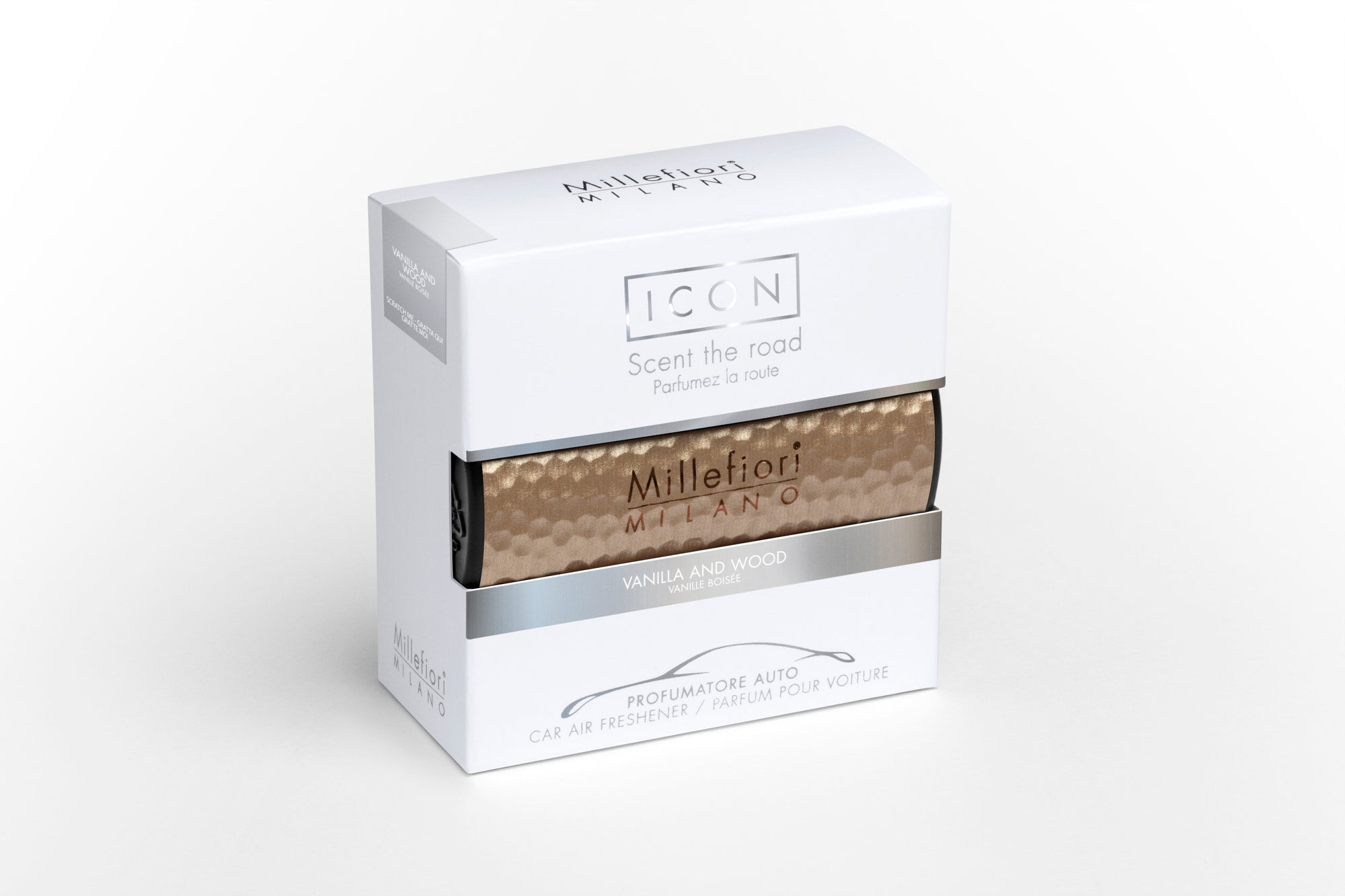 Icon Car Air Freshener Metal Shades Vanilla and Wood