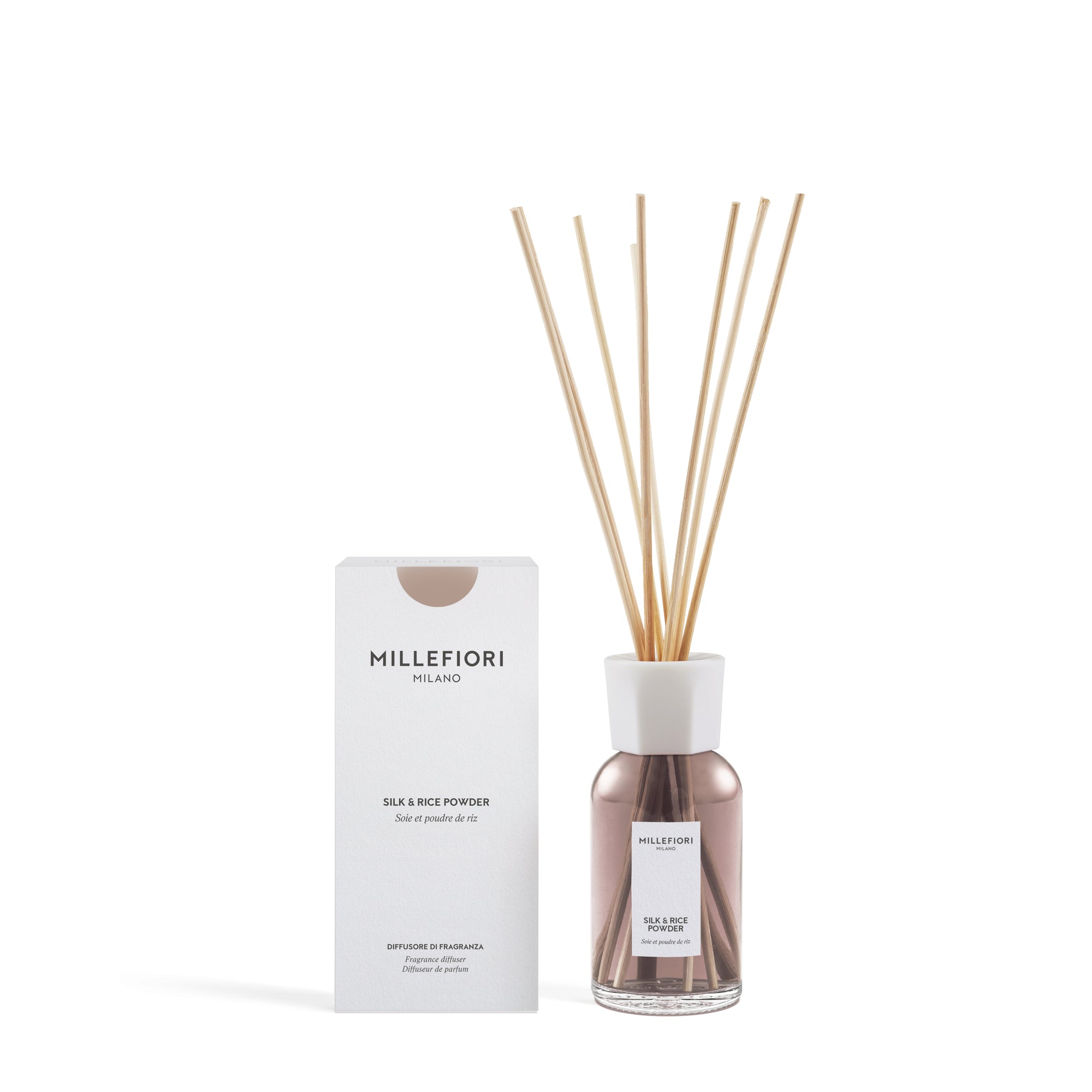 Millefiori Milano Reed Diffuser Silk & Rice Powder
